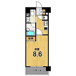 レジディア洛北 1Kの間取図画像