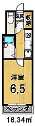 ピラーズ北山 1Kの間取図画像