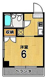 ヒノキハイツ ワンルームの間取図画像