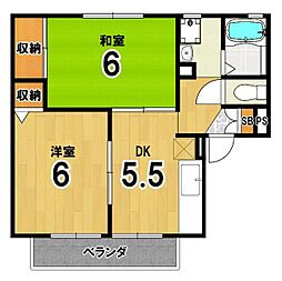 セジュール沙彌 2DKの間取図画像