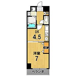 エス・キュート京都下鴨東 1DKの間取図画像