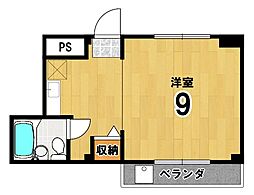 緑風ハイツ ワンルームの間取図画像