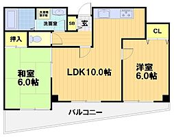 エル・カーサー 3階2LDKの間取り
