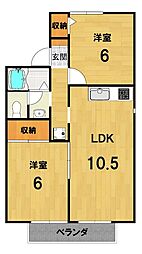 ボーシャンA 2LDKの間取図画像