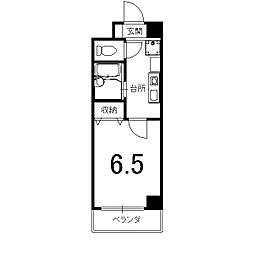 オークセブン 1Kの間取図画像