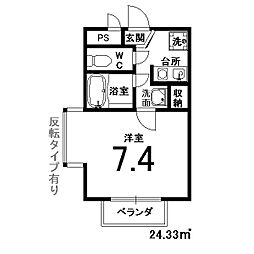 ヴィラ嵐山 1Kの間取図画像