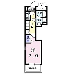 京都市下京区西七条御領町アパート 1Kの間取図画像