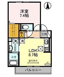 シャンポール雅 1LDKの間取図画像