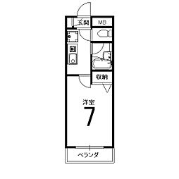 アストリア桂 1Kの間取図画像