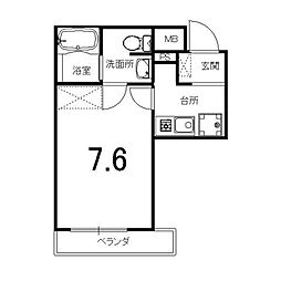 ソーシア西院 1Kの間取図画像