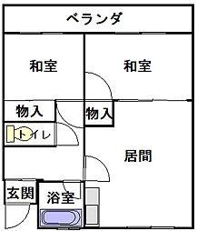 北海道苫小牧市高砂町2丁目7-30　シーサイドマンションB棟 301 3階2LDKの間取り