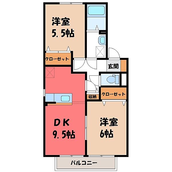 フラワーレジデンス鈴木　壱番館 ｜栃木県小山市大字雨ケ谷(賃貸アパート2DK・2階・50.12㎡)の写真 その2