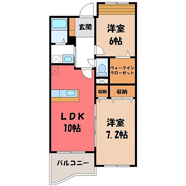 グランツブリーゼ ｜栃木県下都賀郡野木町大字丸林(賃貸マンション2LDK・1階・58.14㎡)の写真 その2