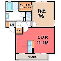 グラディオン A  ｜ 栃木県小山市西城南5丁目（賃貸アパート1LDK・2階・45.45㎡） その2