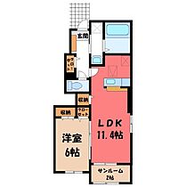 栃木県栃木市今泉町1丁目（賃貸アパート1LDK・1階・47.67㎡） その2