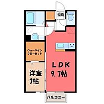 メゾン・ド・リス  ｜ 茨城県結城市川木谷1丁目（賃貸アパート1LDK・1階・33.39㎡） その2