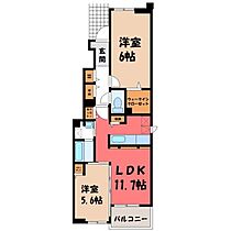 サンシャイン A  ｜ 栃木県栃木市箱森町（賃貸アパート2LDK・1階・54.43㎡） その2