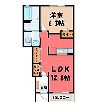 シェーヌ I  ｜ 栃木県小山市大字粟宮（賃貸アパート1LDK・1階・46.49㎡） その2