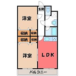 ヴェルディ羽川C館 2LDKの間取図画像