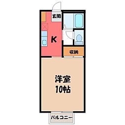 JR東北新幹線 小山駅 バス8分 城北6丁目下車 徒歩2分の賃貸アパート 2階1Kの間取り