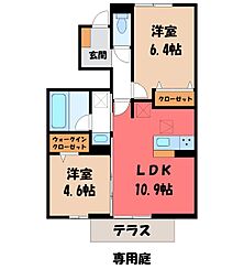 ボンヌクール城東 2LDKの間取図画像