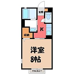 プルメリアE 1Kの間取図画像