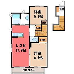 エコルドソレイユA 2LDKの間取図画像