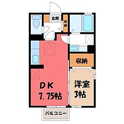 グランブルームB 1DKの間取図画像