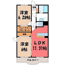 プロムナードベル 2LDKの間取図画像