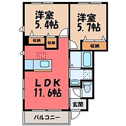 グレイスコート 2LDKの間取図画像
