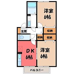 ウィルモアB 2DKの間取図画像