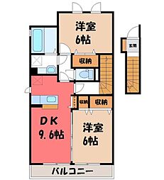 ウィット箱森 2DKの間取図画像