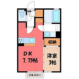 モリソレール 1DKの間取図画像