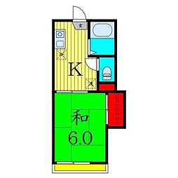 ドルチェ友 2階1Kの間取り