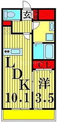 リーブルファイン谷在家 3階1LDKの間取り