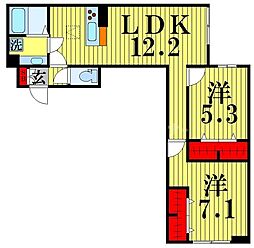 アヴァンス千住緑町 2LDKの間取図画像