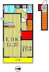 ルキア 2階1LDKの間取り