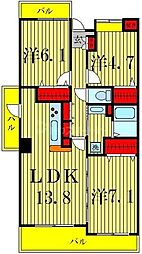 ベルドミール壱番館 7階3LDKの間取り