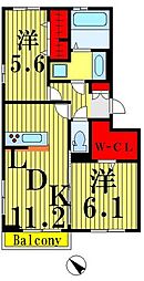ｍｏｏｎ　ｂｏｗ 2階2LDKの間取り