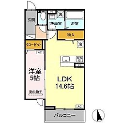 セレスティア竹ノ塚II 1LDKの間取図画像