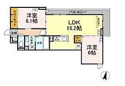 オードリーコート 3階2LDKの間取り