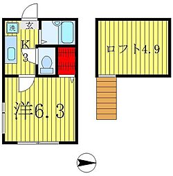 アーバンハイツ 1階1Kの間取り
