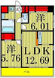 A8 2LDKの間取図画像