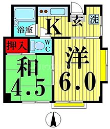 向後ハイツ 2Kの間取図画像
