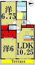 ベルウィルメゾン 2LDKの間取図画像