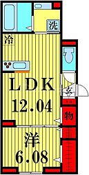 アヴァンス千住緑町 1LDKの間取図画像