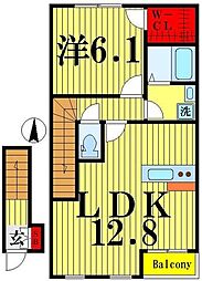 クローバーハイツA 1LDKの間取図画像