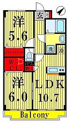 フラワーフォンテーヌ2 2LDKの間取図画像