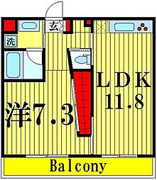 ラフィーネブラン 1LDKの間取図画像