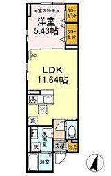 ルリアン綾瀬2 1LDKの間取図画像